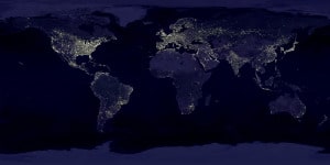 Mapa de La Tierra de noche