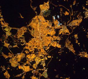 Madrid, vista de noche desde la Estación Espacial Internacional