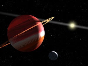 Recreación artística de Epsilon Eridani b. No se ha confirmado su existencia, pero si está ahí, será el exoplaneta más cercano a la Tierra (10,9 años luz)