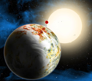 Representación artística de Kepler-10c, una megatierra. Crédito: Harvard-Smithsonian Center for Astrophysics/David Aguilar