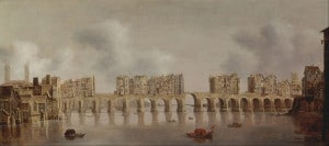 El viejo puente de Londres. Cuadro de Claude de Jongh (1606-1663)
