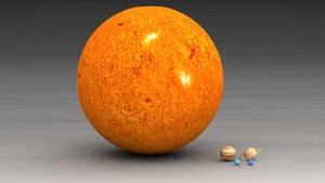 El tamaño del Sol comparado con los planetas. Crédito: Usuario "Lsmpascal" de Wikipedia.