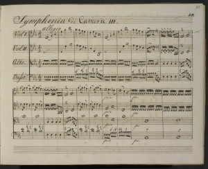 Partitura de la sinfónia nº 15, escrita por Herschel. Crédito: Sir William Herschel