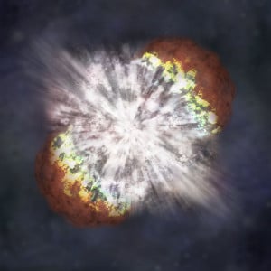 Concepto artístico de SN 2006gy, una de las hipernovas más luminosas observadas.  Crédito: NASA