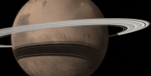 Un concepto artístico de Marte con los anillos de Saturno. Crédito: Tushar Mittal