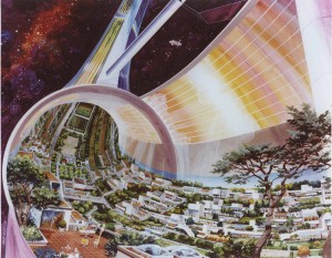 Concepto artístico de una colonia espacial toroidal, con capacidad para 10.000 personas. Crédito: NASA Ames Research Center