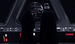 Darth Vader y el Emperador observan la construcción de la Estrella de la Muerte. Crédito: Lucasfilm / Starwars.com