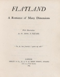 Página de título de Planilandia. Edwin Abbot la publicó bajo el pseudónimo "Un cuadrado". Crédiot: Edwin Abbot 