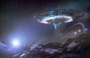 Una nave espacial en un campo de asteroides. Crédito: Getty Images
