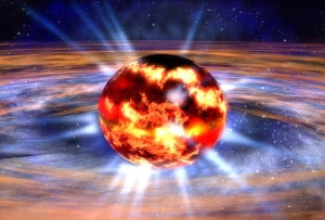Concepto artístico de una estrella a punto de explotar (y dar paso a una supernova y una estrella de neutrones). Crédito: NASA/Dana Berry. 