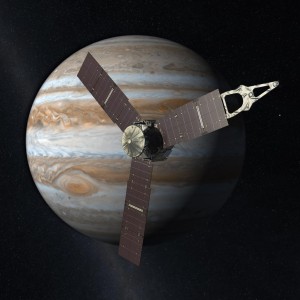 Concepto artístico de la sonda Juno alrededor de Júpiter. Crédito: NASA/JPL-Caltech