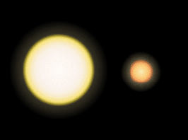 Comparación entre el tamaño del Sol y Gliese 581. Crédito: Wikimedia Commons/Kevin Heider