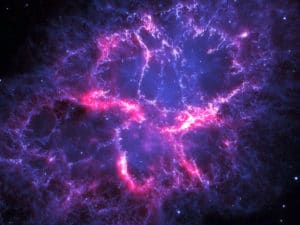 Imagen de la Nebulosa del Cangrejo, en la que se combinan el espectro óptico y el infrarrojo. Crédito: ESA/Herschel/PACS/MESS Key Programme Supernova Remnant Team; NASA, ESA and Allison Loll/Jeff Hester (Arizona State University)