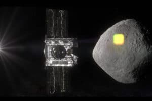 Concepto artístico de la sonda OSIRIS-REx llegando a Bennu. Crédito: NASA/Goddard/University of Arizona 