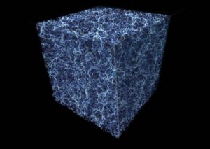 Una representación del universo observable como un cubo, mostrando su estructura en la escala más grande. Crédito: NASA, ESA, y E. Hallman (University of Colorado, Boulder)