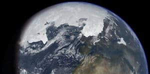 Concepto artístico de la Tierra durante una edad de hielo. Crédito: Wikimedia Commons/Ittiz