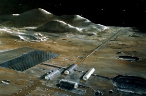 Concepto artístico de base lunar. Crédito: NASA