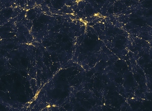Aunque pueda parecer la foto de alguna zona urbana. Esta imagen es una simulación de cómo puede ser la estructura del universo a gran escala (el tamaño de esta imagen sería de 50 millones de años-luz). Crédito: Andrew Pontzen y Fabio Governato