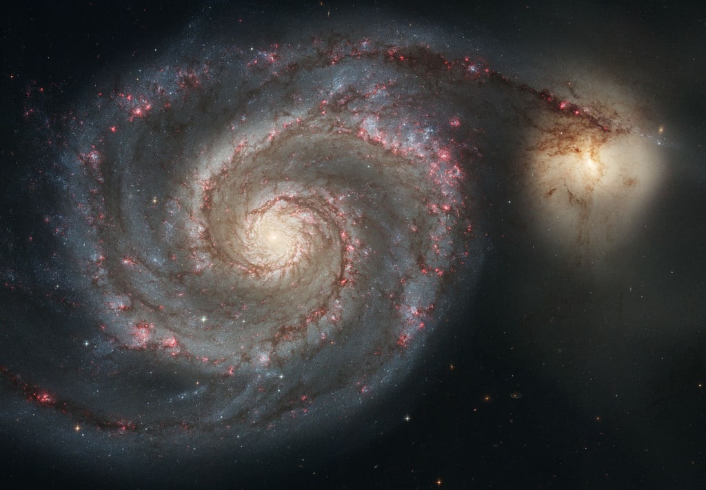 La Galaxia Remolino, y su compañera (llamada NGC 5194). Crédito: NASA y European Space Agency