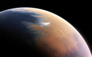 Impresión artística de cómo pudo ser la superficie de Marte hace 4.000 millones de años. Crédito: ESO/M. Kornmesser