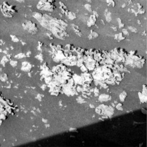 En esta imagen se puede ver el silicio del Cráter Gusev en mayor detalle. Crédito: NASA/JPL-Caltech