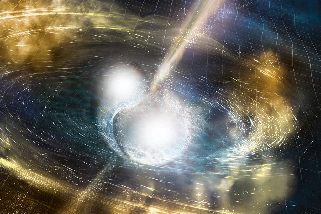 Concepto artístico del choque de estrellas de neutrones.