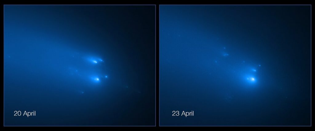 Los restos del cometa ATLAS vistos por el Hubble